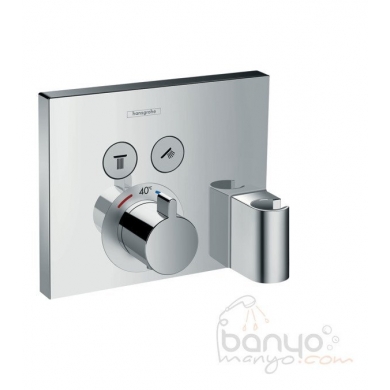 Hansgrohe ShowerSelect Termostatik Batarya, 2 çıkış için, entegre FixFit ve porter ile, ankastre